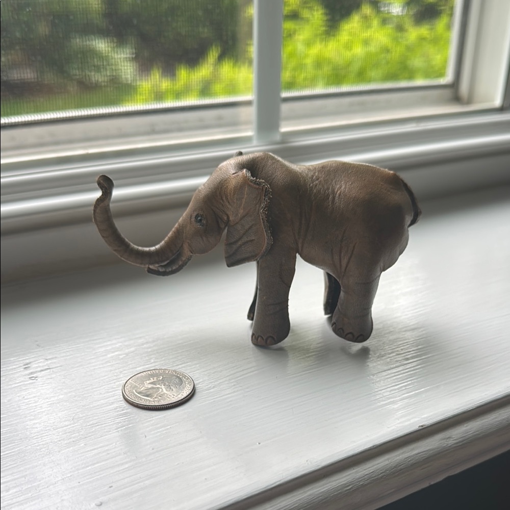 Leather Elephant Figure signed by artist